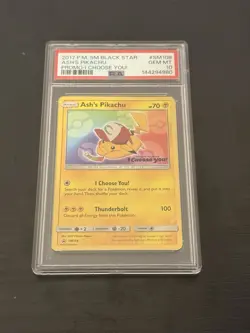 2017 POKEMON SM BLACK STAR PROMO I CHOOSE YOU! #SM108 ASH'S PIKACHU PSA 10 - Image 1