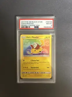 2017 POKEMON SM BLACK STAR PROMO I CHOOSE YOU! #SM108 ASH'S PIKACHU PSA 8 - Image 1
