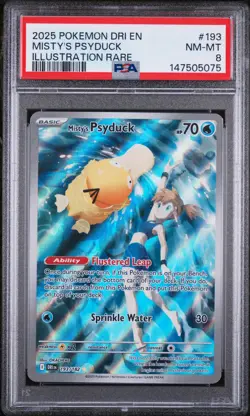 2025 POKEMON DRI EN-DESTINED RIVALS ILLUSTRATION RARE #193 MISTY'S PSYDUCK PSA 8 - Image 1
