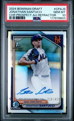 2024 Bowman Draft Chrome 1st Auto Jonathan Santucci /499 Refractor PSA 10 - Image 1