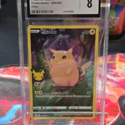 CGC 8 Pikachu Holo Celebrations 005/025 2021 EN Pokemon TCG Card - Image 1