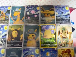 FAN ART 18 Pokemon Van Gogh Full Art Lot MonaPika Charizard Mew Mewtwo Eevee - Image 3