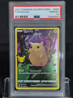 Pikachu 2021 Pokemon TCG Celebrations 005/025 Full Art Holo PSA 10 English - Image 1