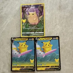 Pokemon TCG Pikachu from Celebrations 005/025 + 2 x Surfing Pikachu 008/025 - Image 1