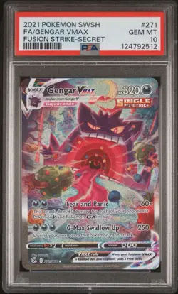 2021 Pokemon SWSH Fusion Strike Gengar VMAX Secret - Alt Art #271 PSA 10 GEM MT - Image 1