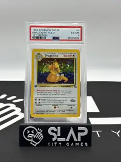 1999 POKEMON FOSSIL 1ST EDITION #4/62 DRAGONITE HOLO PSA 6 - Image 1
