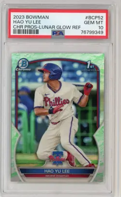 2023 Bowman Chrome Prospects Hao Yu Lee #BCP-52 Lunar Refractor PSA 10 Gem Mint - Image 1
