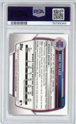 2023 Bowman Chrome Prospects Hao Yu Lee #BCP-52 Lunar Refractor PSA 10 Gem Mint - Image 2