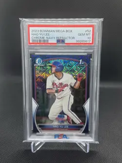 2023 Bowman Mega Hao Yu Lee Navy Blue Refractor PSA 10 - Image 1