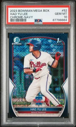 2023 Bowman 1st Hao Yu Lee /175 Chrome Navy Refractor PSA 10 (Pop 9) Tigers - Image 1