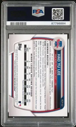 2023 Bowman 1st Hao Yu Lee /175 Chrome Navy Refractor PSA 10 (Pop 9) Tigers - Image 2