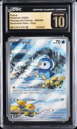 2025 POKEMON ENGLISH PHANTASMAL FLAMES #098/094 PIPLUP CGC 10 PRISTINE - Image 1