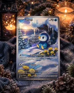 Pokemon TCG Card Piplup 098/094 Phantasmal Flames Illustration Rare - NM - Image 1