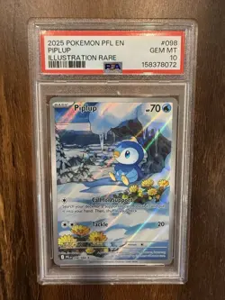 Piplup 098/094 IR - Pokemon Phantasmal Flames Illustration Rare PSA 10 GEM MT - Image 1