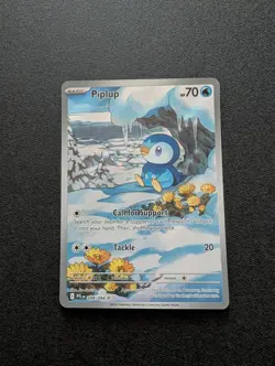 - Pokemon TCG Phantasmal Flames Piplup Illustration Rare 098/094 - PACK FRESH - - Image 1