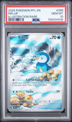 Pokemon Piplup 098/094 Me02 Phantasmal Flames Illustration Rare Holo PSA 10 - Image 1