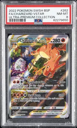 2022 POKEMON SWSH BLACK STAR PROMO #262 FULL ART/CHARIZARD VSTAR PSA 8 - Image 1
