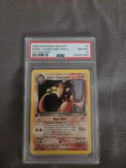 4/82 Dark Charizard 1st Edition PSA 8 Holo Team Rocket Base Pokemon Card WOTC - Image 1