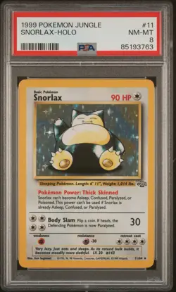1999 Pokemon Jungle #11 Snorlax Holo PSA 8 NM-MT - Image 1