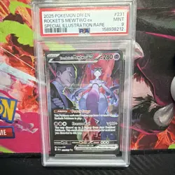 Pokemon Team Rocket's Mewtwo ex SIR Holo Sv10 Destined Rivals 231/182 PSA 9 - Image 1