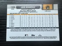 2026 Topps Chrome JACOB MISIROWSKI Milwaukee Brewers ROOKIE CARD #196 - Image 2