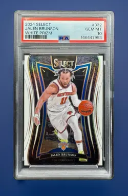 2024 PANINI SELECT WHITE PRIZM #332 JALEN BRUNSON 118/125 PSA 10 POP 2 - Image 1