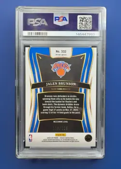 2024 PANINI SELECT WHITE PRIZM #332 JALEN BRUNSON 118/125 PSA 10 POP 2 - Image 2