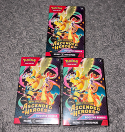 3 x Pokemon TCG Mega Evolution Ascended Heroes Booster Bundle - New + Sealed - Image 1