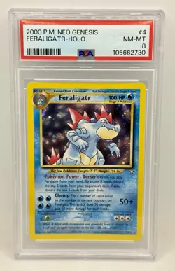 2000 Pokemon Neo Genesis Feraligatr Holo #4 PSA 8 NM-MT - Image 1