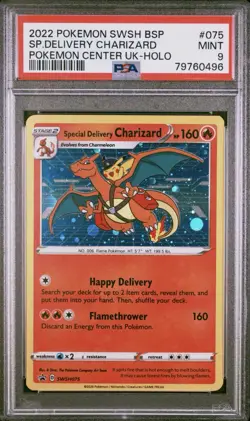 Pokemon Sword & Shield Special Delivery Charizard Holo SWSH075 Promo PSA 9 - Image 1