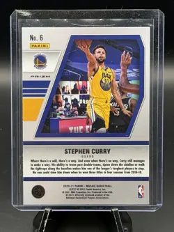 2020-21 Panini Mosaic Will to Win Stephen Curry #6 Green Mosaic Prizm - Image 2