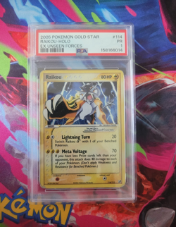 Pokemon TCG Raikou Star Gold Star Holo Unseen Forces 114/115 PSA 1 - Image 1