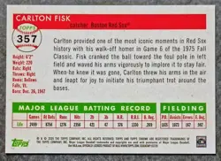 2025 Topps Chrome Platinum Carlton Fisk Black Vibrations Refractor /10 #357 - Image 3