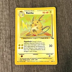 Pokemon TCG Raichu 14/62 Fossil Unlimited Holo Rare English 1999 90 HP - Image 1