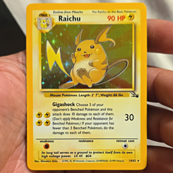Pokemon TCG Raichu 14/62 Fossil Unlimited Holo Rare English Stage 1 90 HP - Image 1