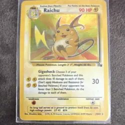 Pokemon TCG Fossil Raichu 14/62 Unlimited Holo Rare 1999 English WotC 90 HP - Image 1