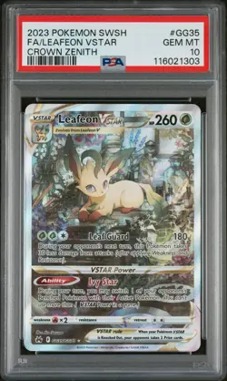 2023 POKEMON SWORD & SHIELD CROWN ZENITH #GG35 FULL ART/LEAFEON VSTAR PSA 10 - Image 1