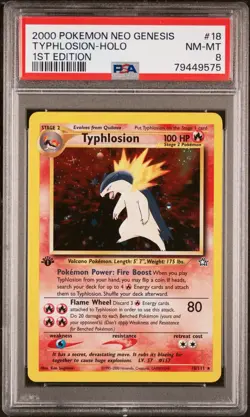 1st Edition Typhlosion 18/111 Neo Genesis Holo Rare Vintage Pokemon Card PSA 8 - Image 1