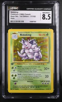 Carte Pokemon Nidoking 11/102 Holo Set de base Edition 1 CGC 8.5 ✨ - Image 2