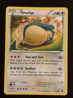 Snorlax 77/124 Rare Fates Collide Pokemon Card Lightly Played LP/MP - Image 1
