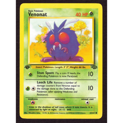 Venonat - 63/64 - Jungle - 1st Edition - 1999 - Pokemon Card - LP - Image 1