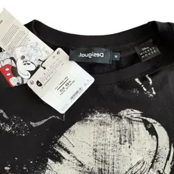 NWT Desigual x Disney Mickey Mouse Sketch Graphic Tee Black M - Image 2