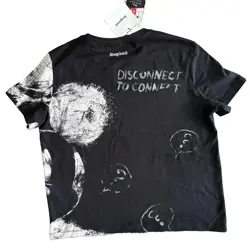 NWT Desigual x Disney Mickey Mouse Sketch Graphic Tee Black M - Image 4