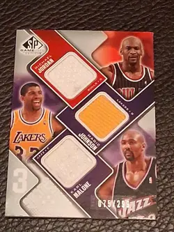 2009-10 SP Game Used Star Swatches MICHAEL JORDAN MAGIC JOHNSON K MALONE /299 - Image 1