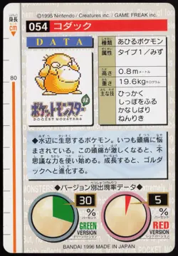 Psyduck No. 054 Green Bandai Carddass Series 1-2 R 1996 Pokemon Japanese NM - Image 3