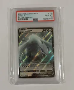 Lugia V #138/195 Pokemon TCG 2022 Ultra Rare Silver Tempest GEM MT PSA 10 - Image 1