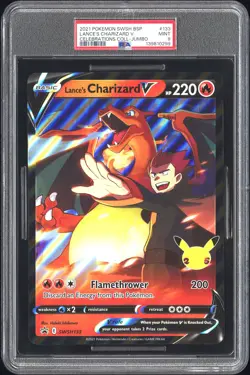 2021 POKEMON SWSH BLACK STAR PROMO #133 LANCE'S CHARIZARD V PSA 9 - Image 1