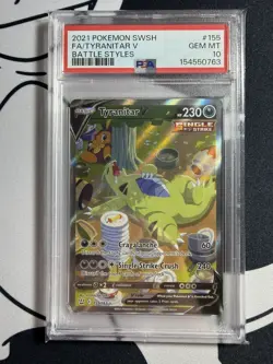 2021 Pokemon SWSH FA Tyranitar V Battle Styles 155/163 PSA 10 - Image 1