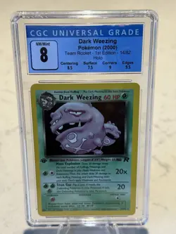 Dark Weezing Pokemon (2000) Team Rocket - 1st Edition - 14/82 HolO CGC 8 - Image 1