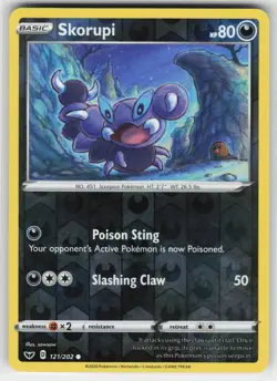 Skorupi 121 Reverse Holo 202 C Sword & Shield Pokemon Lightly Played - Image 1